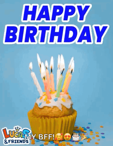 Happy Birthday Card With Cupcake and Candles