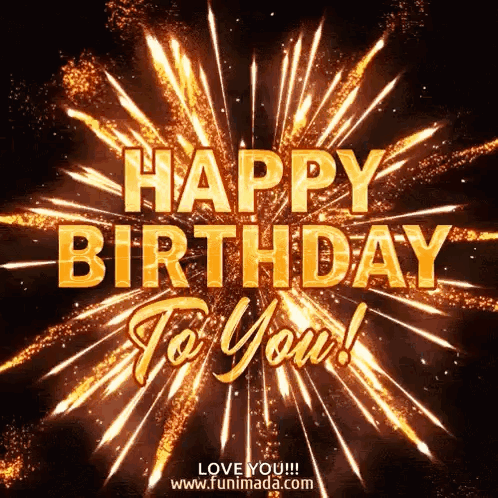Happy Birthday Card With Fireworks GIF