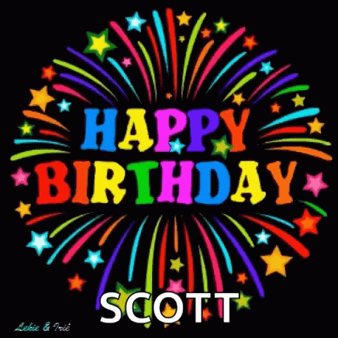 Happy Birthday Card with Fireworks and Stars