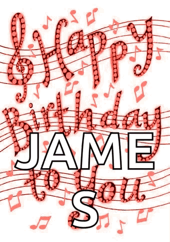 Happy Birthday Card with Music Notes and Treble Clef