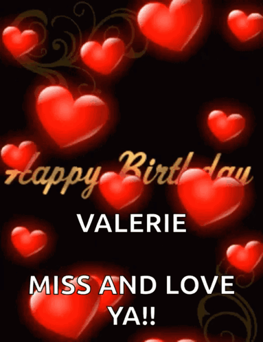 Happy Birthday Card with Red Hearts