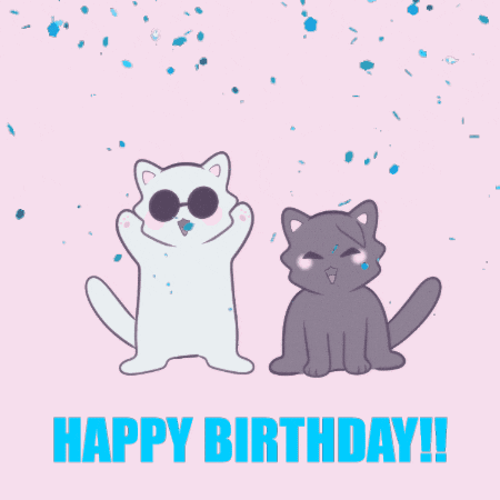 Happy Birthday Card With Two Cats GIF