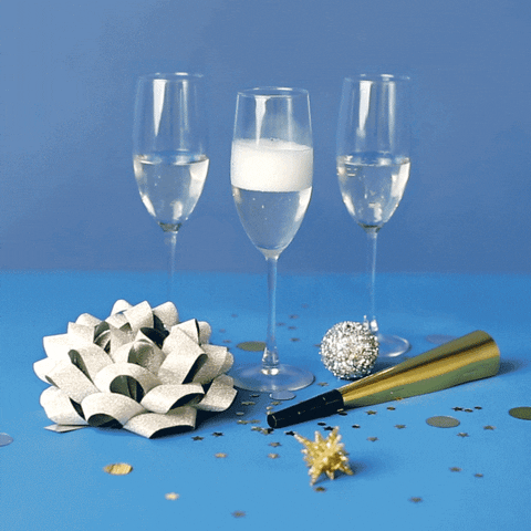 Happy Birthday Champagne Trio Glasses GIF