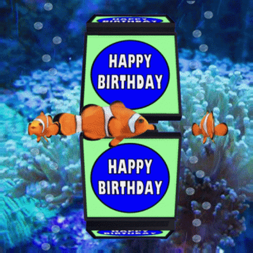 Happy Birthday Clown Fishing Mobile Art GIF