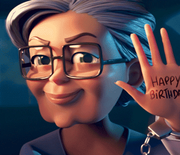 Happy Birthday Computer Generated Old Lady GIF