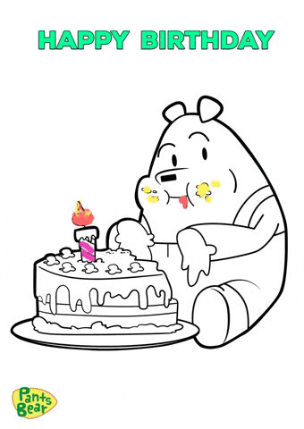 Happy Birthday Cute Bear Eating GIF