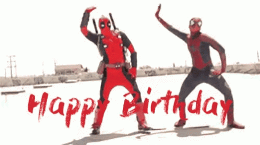 Happy Birthday Deadpool Spiderman GIF