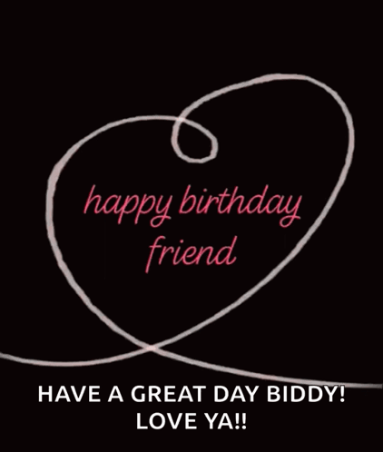 Happy Birthday Dear Friend Line Heart GIF