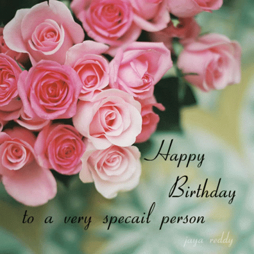 Happy Birthday Dear Friend Pink Roses GIF