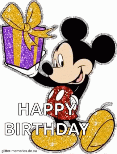 Happy Birthday Disney Mickey Mouse Glittery Gift GIF