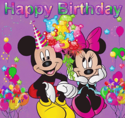 Happy Birthday Disney Mickey And Minnie Balloons GIF