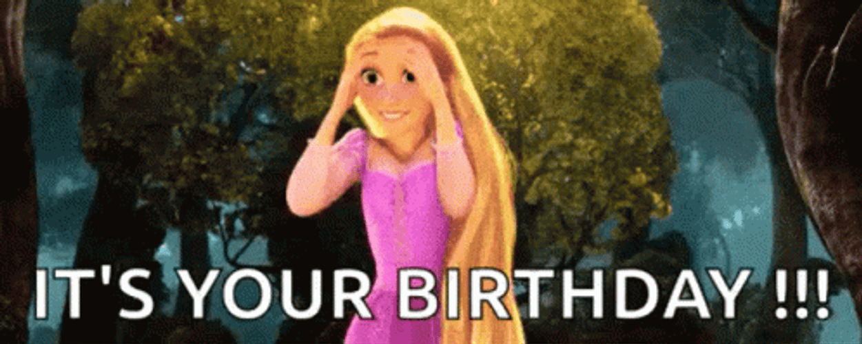 Happy Birthday Disney Princess Excited Rapunzel Tangled GIF