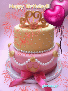 Happy Birthday Diva Animated Tiny Fireworks Pink Cake GIF