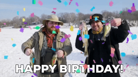 Happy Birthday Fishing Men Confetti GIF