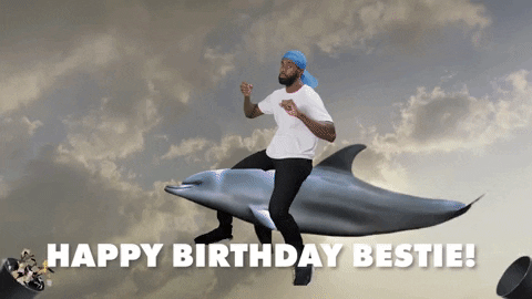 Happy Birthday Friend Bestie Riding Dolphin GIF
