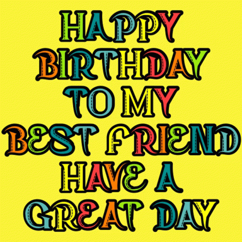 Happy Birthday Friend Polychromatic Text Design GIF