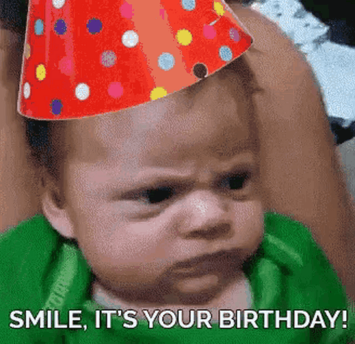 Happy Birthday Frowning Baby GIF