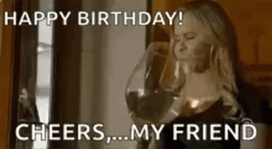 Happy Birthday Funny Big Wine Glass Drinking GIF