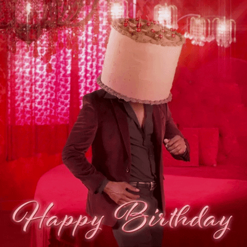 Happy Birthday Funny Cake Head Man Dancing GIF