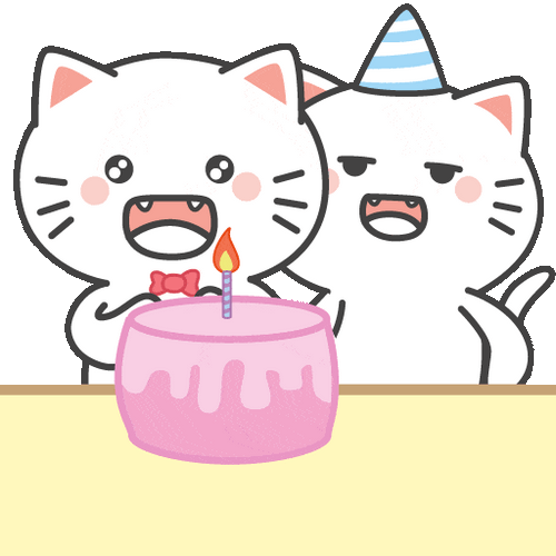 Happy Birthday Funny Cake Prank Animated Cats GIF