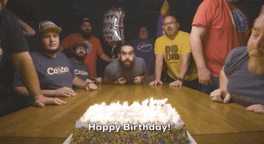 Happy Birthday Funny Candle Blow Cake Friends GIF