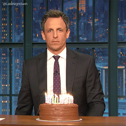 Happy Birthday Funny Fire Extinguisher Cake Seth Meyers GIF