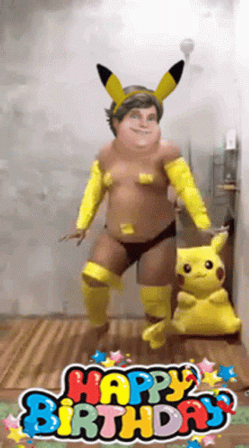 Happy Birthday Funny Pikachu Cosplayer GIF