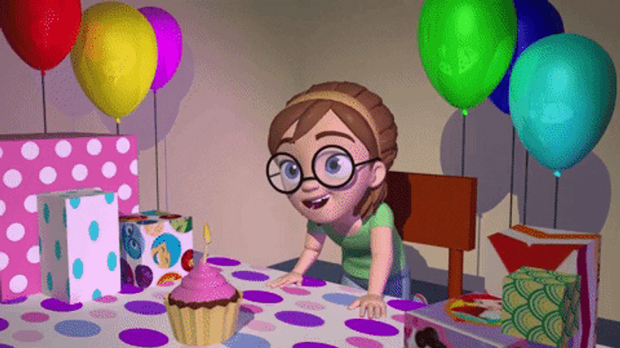 Happy Birthday Funny Sneeze Candle Blow Animated Girl GIF