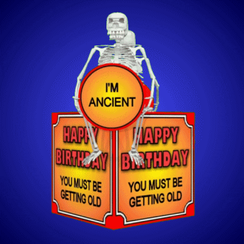 Happy Birthday Funny Spinning Skeletons Getting Old GIF