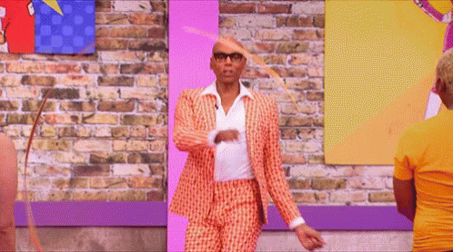 Happy Birthday Gay Rupaul Waving Ribbons GIF