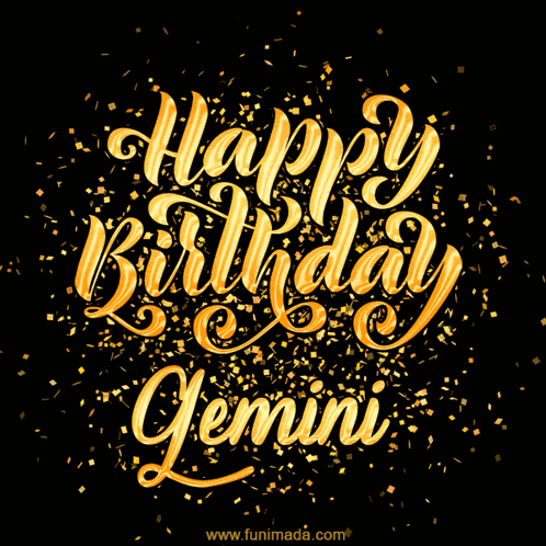 Happy Birthday Gemini Gold Confetti