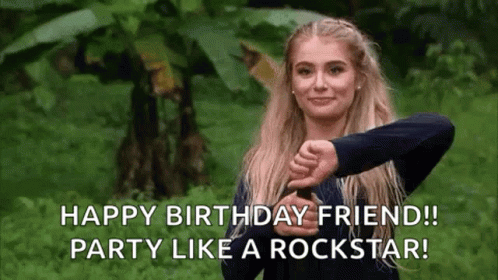 Happy Birthday Girlfriend Party Like A Rockstar Cheers GIF