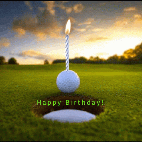 Happy Birthday Golf Ball With Candle GIF