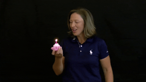 Happy Birthday Golf Player Angela Stanford Blowing Candle GIF
