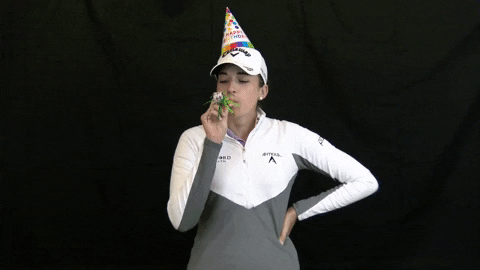 Happy Birthday Golf Player Kim Kaufman Blowing Toy GIF