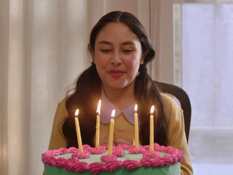 Happy Birthday Granddaughter Excited Blowing Candles Cake GIF