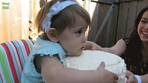 Happy Birthday Granddaughter Hugging Cake Bite GIF