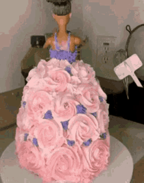 Happy Birthday Granddaughter Spinning Princess Doll Cake GIF