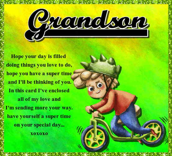 Happy Birthday Grandson Bike Riding Art GIF