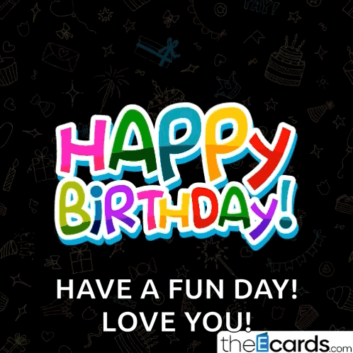 Happy Birthday Greeting Card on Black Background