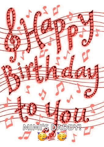 Happy Birthday Greeting Card With Green Music Notes GIF
