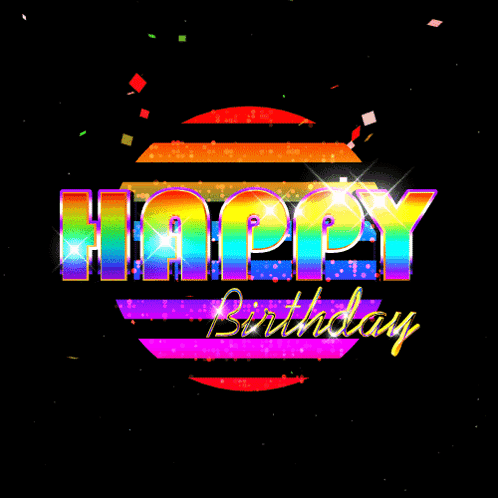 Happy Birthday Greeting Card With Rainbow Circle