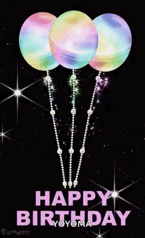 Happy Birthday Greeting Card With Three Balloons