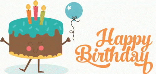 Happy Birthday Greeting With Cake and Balloon