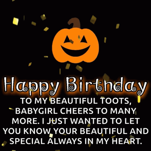 Happy Birthday Halloween Baby Pumpkin Confetti Wish GIF
