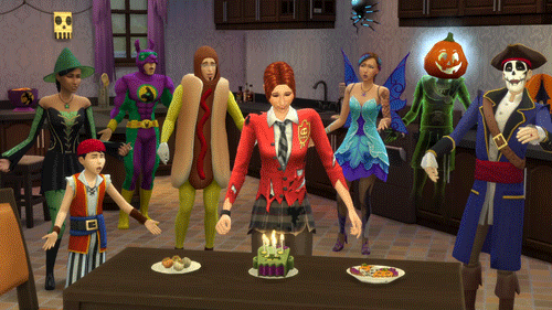 Happy Birthday Halloween Blowing Cake Celebrate Sims GIF