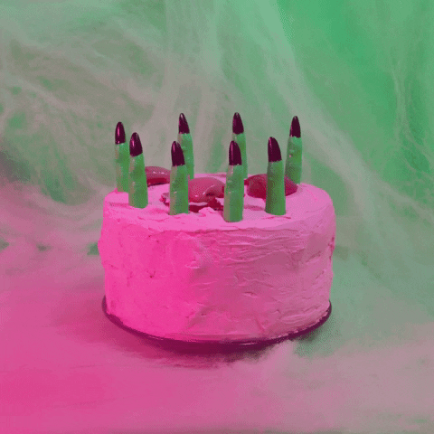 Happy Birthday Halloween Cake Finger Candles GIF