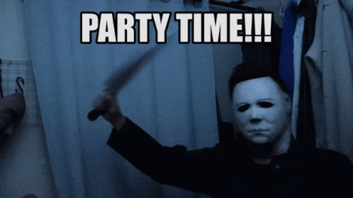 Happy Birthday Halloween Party Time Boogeyman Knife GIF