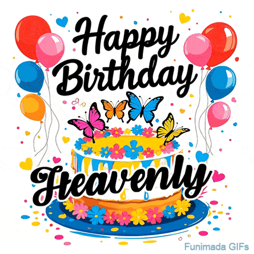 Happy Birthday Heavenly Card With Cake and Butterflies