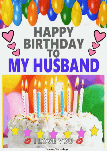 Happy Birthday I Love You Husband Cake Candles GIF
